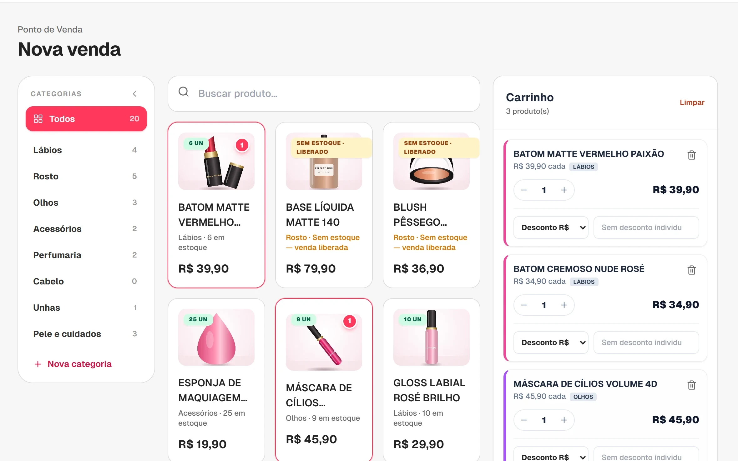 Tela da MakeOS: Caixa